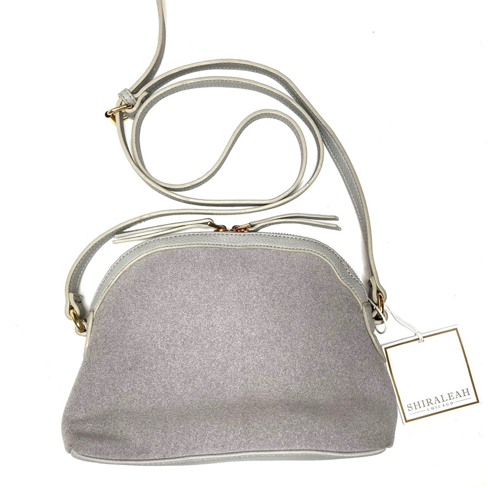 SHIRALEAH Gray Zip Top Crossbody Bag
